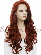 Auburn Wavy Long Synthetic Lace Front Wig - Everyday Wigs